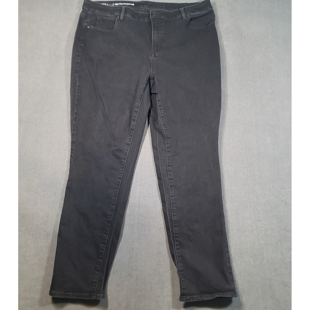 Talbots Jeans‎ Womens 20W Black Flawless High-Rise Straight-Leg Stretch Denim